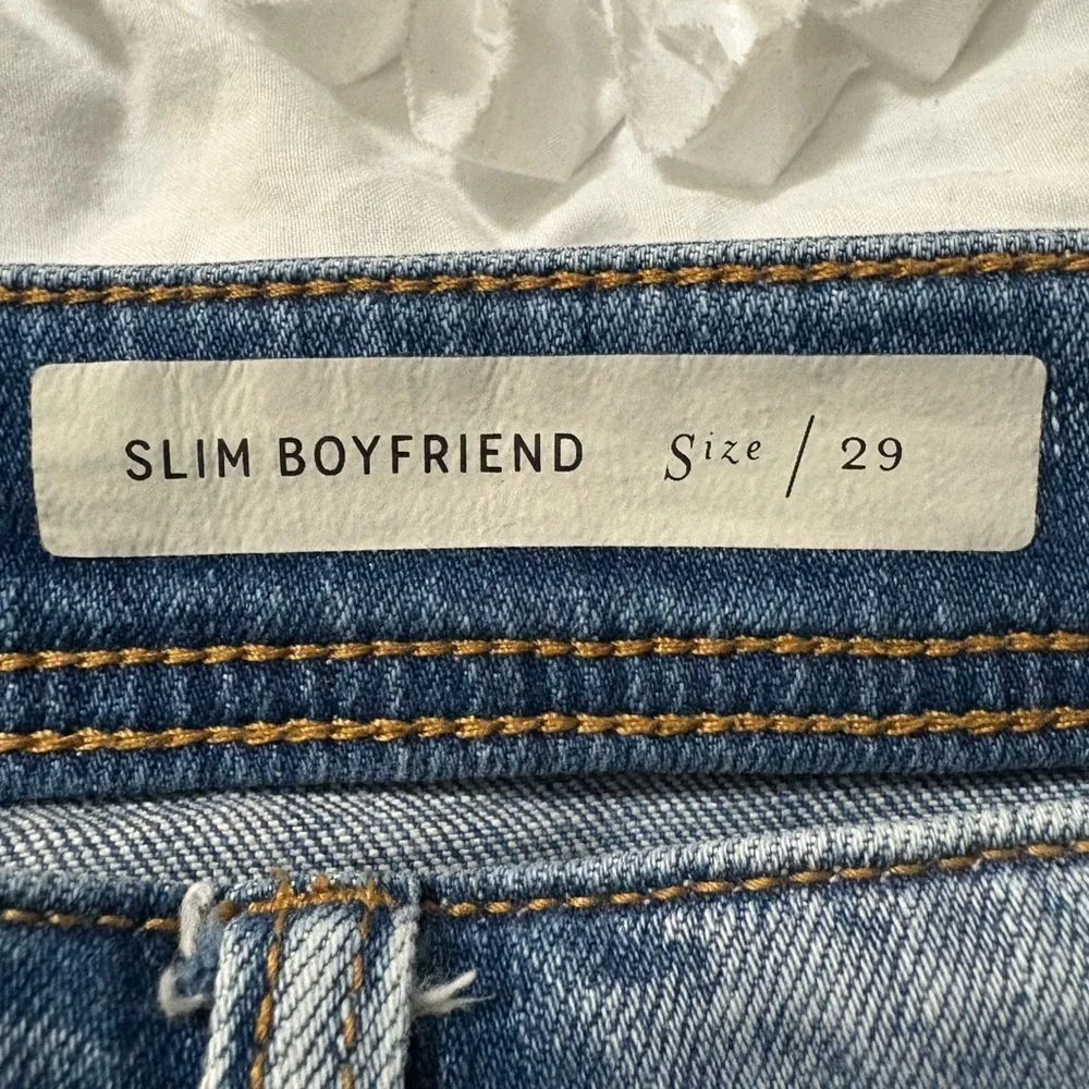 Anthropologie Pilcro Patchwork Distressed Blue Jean Shorts. Slim Boyfriend. 29 - Picture 6 of 14